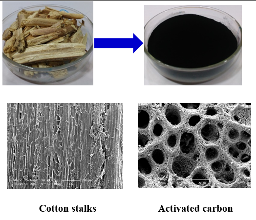 Cotton Stalks and activated carbon