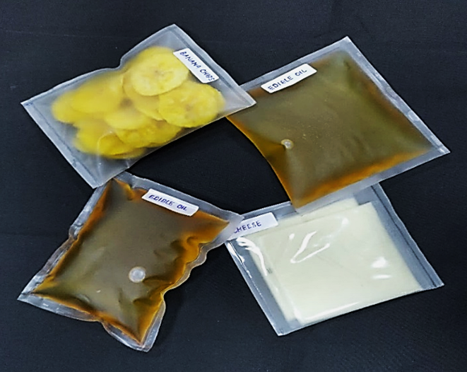 Different products packed in developed NC-starch films