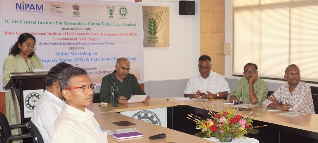 Image of ICAR-CIRCOT in collaboration with RGNIIPM, Nagpur organized online workshop on “Intellectual Property Rights & Patents, Designs filing”on 21st April, 2023.