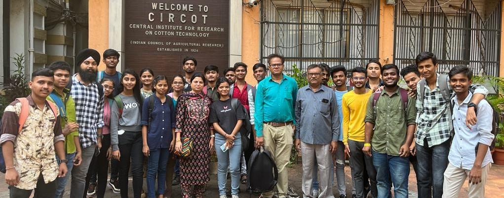 Image of A team of 23 Students and 2 faculty members from Sasmira’s Institute of Man-made Textile, Mumbai visited ICAR-CIRCOT, Mumbai on 21st October, 2022. They were shown different sections of Quality Evaluation and Improvement Division (Fiber section, Yarn sect